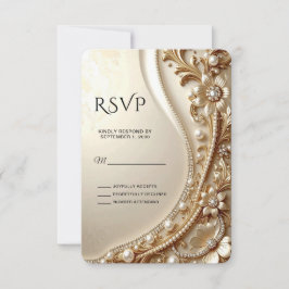 Elegante goldene verzierte Blumen-RSVP-Karte RSVP Karte