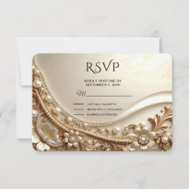 Elegante goldene verzierte Blumen-RSVP-Karte RSVP Karte