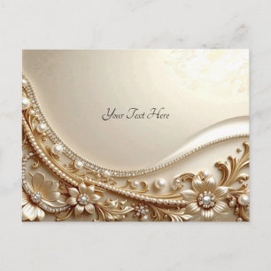 Elegante goldene verzierte Blumenpostkarte Postkarte