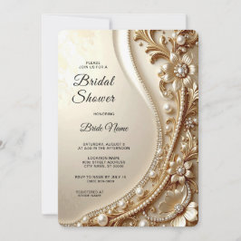 Elegante goldene verzierte florale Brautparty Einladung