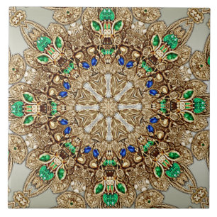 Elegante goldene verzierte Keramikfliese