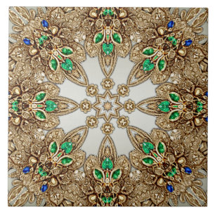 Elegante goldene verzierte Keramikfliese