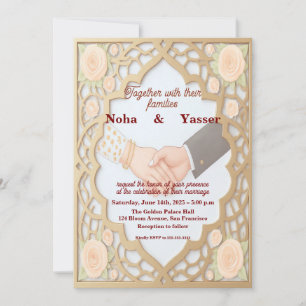 Elegante goldene verzierte marokkanisch-indische H Einladung