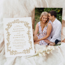 Elegante goldene viktorianische florale Hochzeitsf