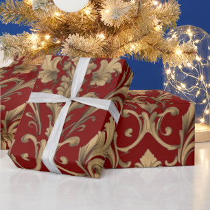 Elegante Goldene Vintage-Damaskusse Geschenkpapier
