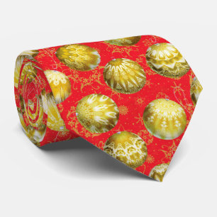 Elegante goldene Weihnachtsbälle auf rotem Muster Krawatte