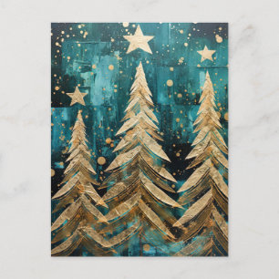 Elegante goldene Weihnachtsbäume Postkarte