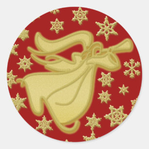 Elegante goldene Weihnachtsengel-Grüße Wünsche Runder Aufkleber