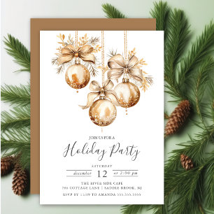 Elegante Goldene Weihnachtsfeier Einladung