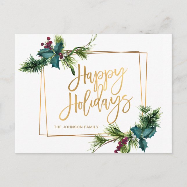 Elegante Goldene Weihnachtsfeier Postkarte (Vorderseite)