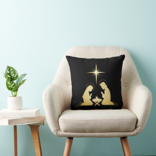 Elegante Goldene Weihnachtskrippe   Moderne Christ Kissen