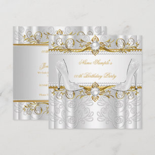 Elegante goldene weiße Perlen-Diamant-High-Heels-P Einladung