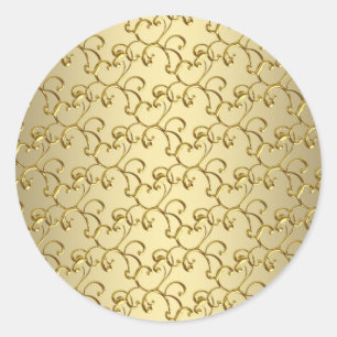 Elegante Goldene Wirbel-Aufkleber Runder Aufkleber