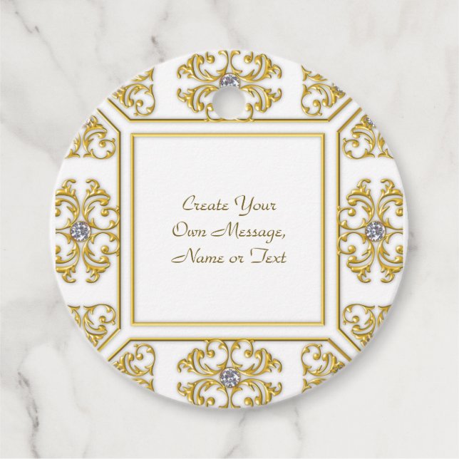Elegante goldene Ziergrenze mit Diamantakzent Geschenkanhänger (Vorderseite)