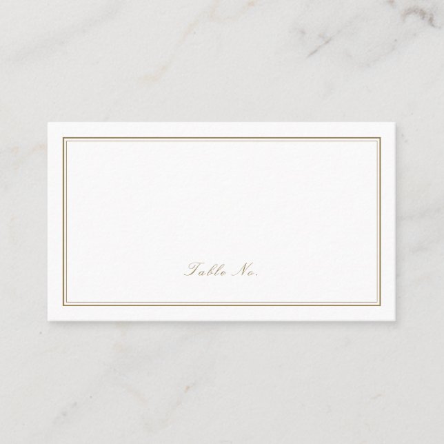 Elegante goldfarbene, monogramm-minimalistische Ho Platzkarte (Vorderseite)