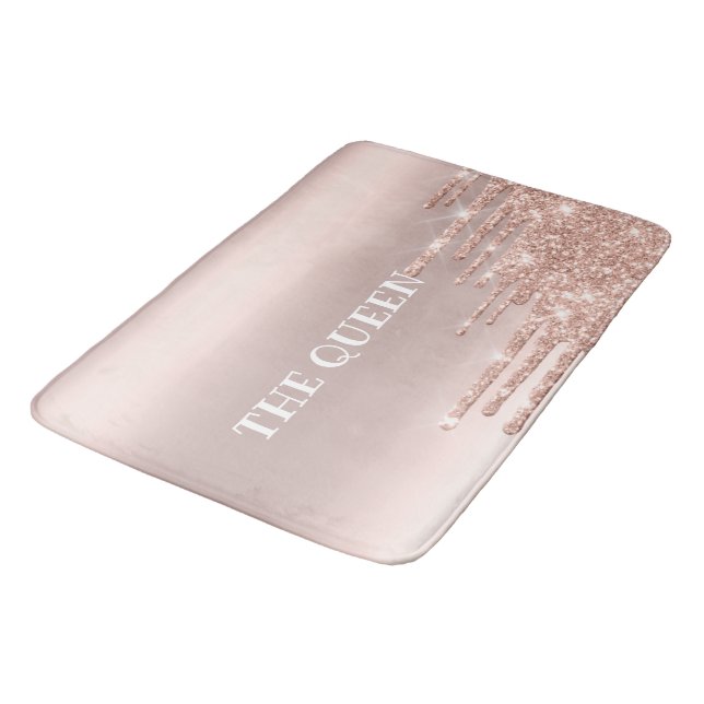 Elegante goldfarbene und glänzende Glitzer Badematte (Schrägansicht)