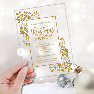 Elegante Goldfoliage-Weihnachtsfeier Acryleinladungen