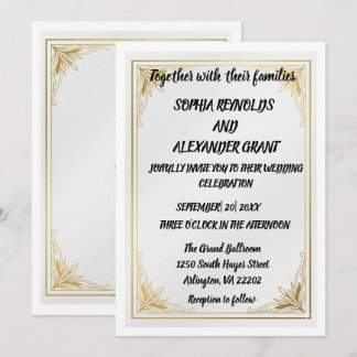 Elegante Goldfolie-Acrylblatt Hochzeits-Einladung Einladung