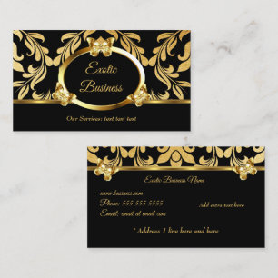 Elegante Goldfolie Damask Blumenschmetterlinge Sch Visitenkarte