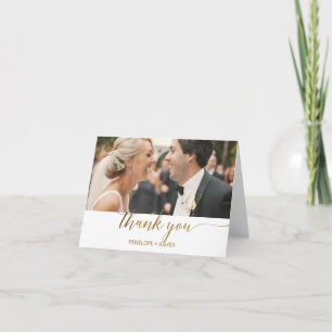 Elegante Goldfolie-Kalligrafie-Foto-Dankeschön Dankeskarte
