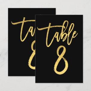 Elegante Goldfolie Moderne Schrift Tisch Nummer 8 Einladung
