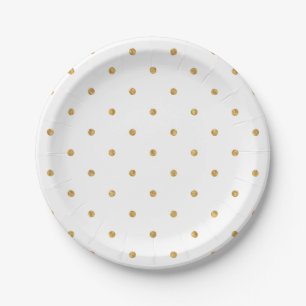 Elegante Goldfolie-Punkte Metallische Gastgeberin  Pappteller