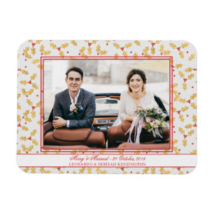 Elegante Goldfolie-Stechpalme Frohe Verheiratete W Magnet