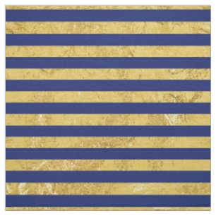 Elegante Goldfolie und blauer Streifen-Muster Stoff