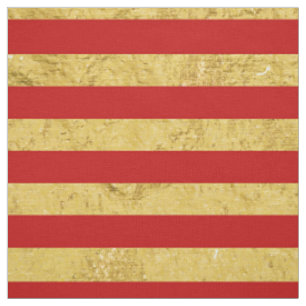 Elegante Goldfolie und rotes Streifen-Muster Stoff