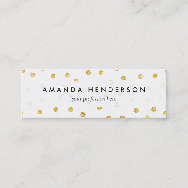 Elegante Goldfolieconfetti-Punkte Mini Visitenkarte (Vorderseite)
