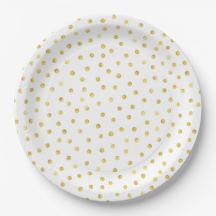 Elegante Goldfolieconfetti-Punkte Pappteller