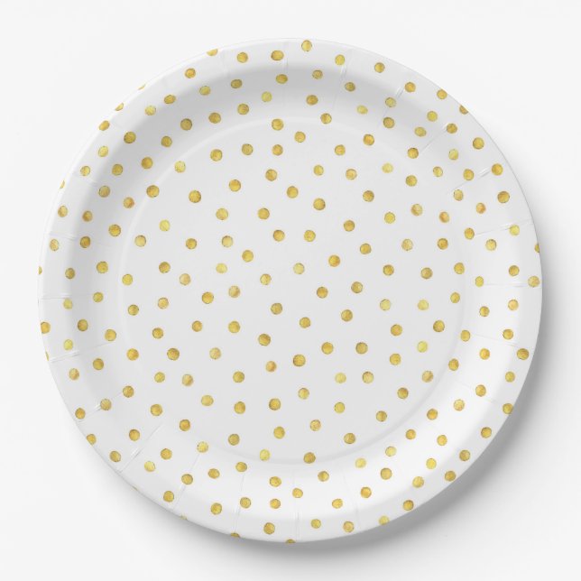 Elegante Goldfolieconfetti-Punkte Pappteller (Vorderseite)