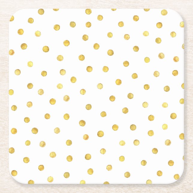 Elegante Goldfolieconfetti-Punkte Rechteckiger Pappuntersetzer (Vorderseite)