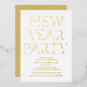 Elegante Goldfolien-Neujahrsparty Folieneinladung