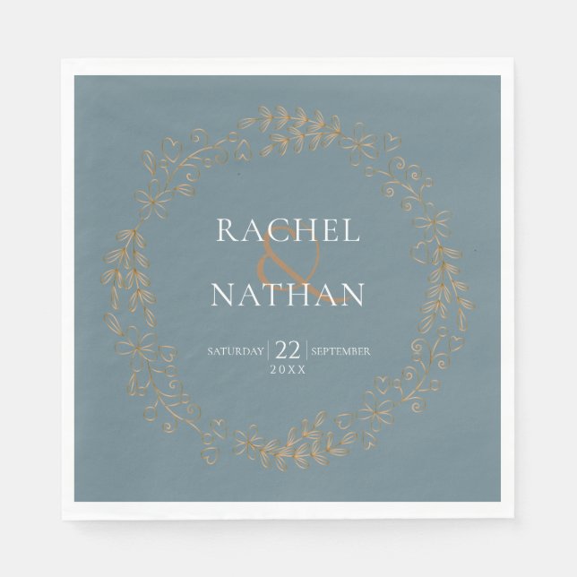 Elegante Goldgarland Hochzeit Serviette (Vorderseite)