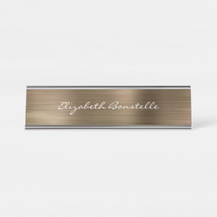 Elegante Goldgebürstete Metallhandschrift Schreibtischnamensplakette