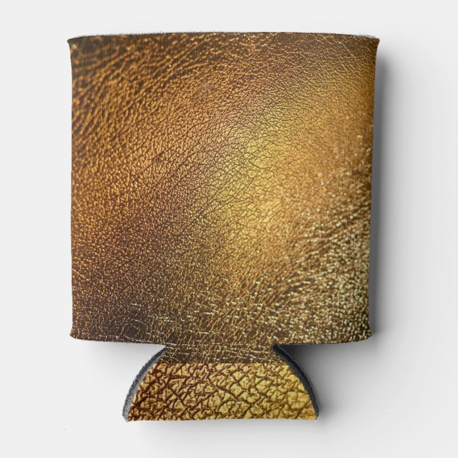 Elegante goldgelbe Ledertextur Dosenkühler (Vorderseite)