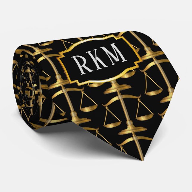 Elegante Goldgesetzesmonogramm-Skalen von Krawatte (Gerollt)