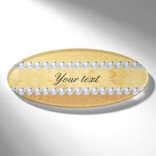 Elegante GoldGlitzer-Folie und Diamanten Namenschild