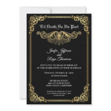 Elegante goldgotische Halloween-Hochzeitseinladung