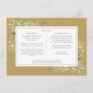 Elegante Goldgräber Hochzeitsinformationen Begleitkarte