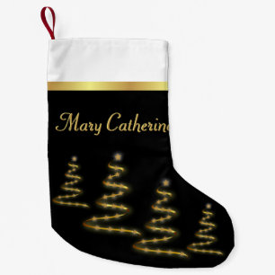 Elegante Goldgräber und Stars auf schwarz Kleiner Weihnachtsstrumpf