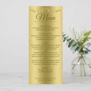 Elegante Goldgradient & Vintage Filigree Hochzeit Menükarte