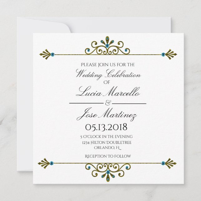 Elegante Goldgrenzenkalligrafie Einladung zur Hoch (Vorderseite)