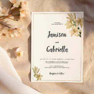 Elegante goldgrüne Blume Einladung