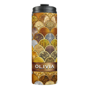 Elegante goldgürtige Meerjungfrauen Thermosbecher