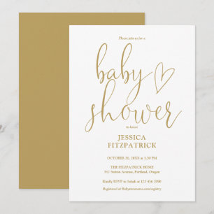 Elegante Goldherz-Schrift Baby Shower Einladung