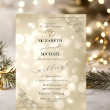 Elegante Goldherzen Rahmen Bokeh Hochzeit