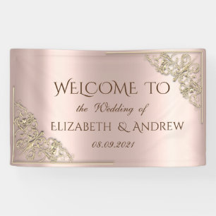 Elegante Goldherzen Roségold Banner