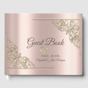 Elegante Goldherzen Roségold Gästebuch